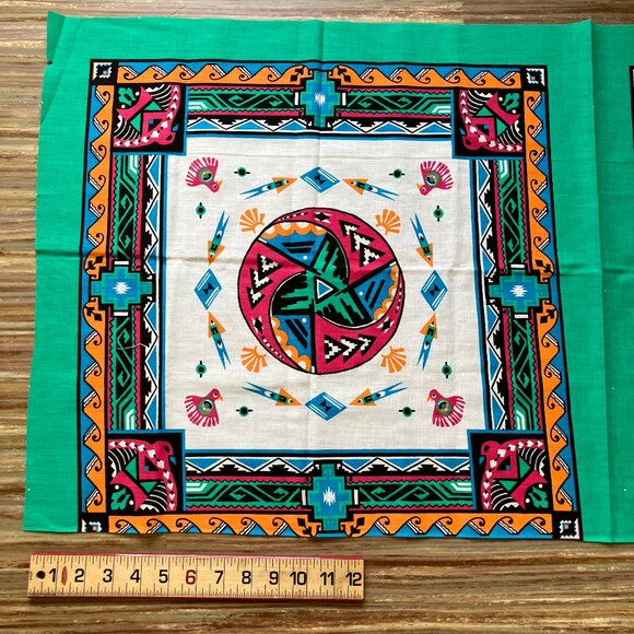 Wamcraft Thunderbird Bandana Fabric Southwestern Print Vintage Unsewn Cloth - Picture 1 of 4
